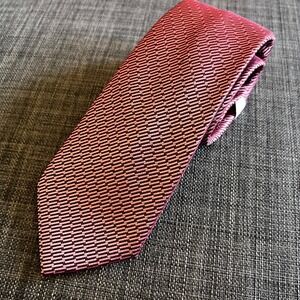 Perry Ellis Portfolio Mens Tie Pink Burgundy Geometric Pattern Business 0329 $55